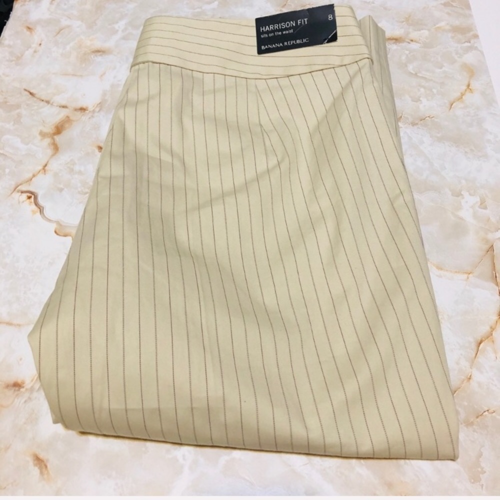 BANANA REPUBLIC Cropped Trouser Pants- HARRISON CROPPED STRIPED TROUSERS 8